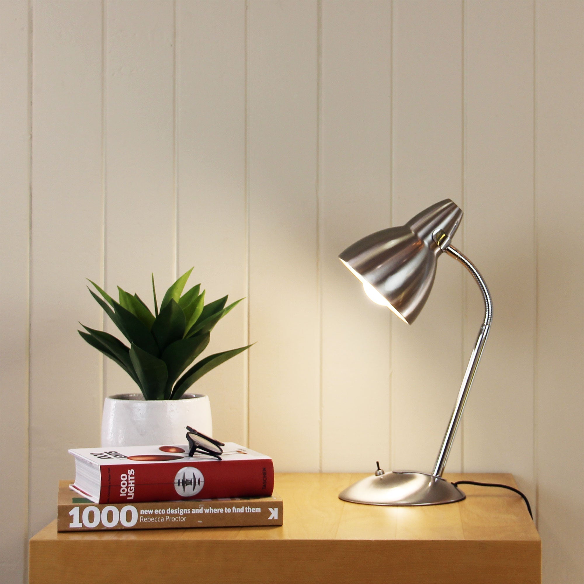 Trax Desk Lamp Brushed Chrome-TABLE AND FLOOR LAMPS-Oriel